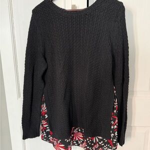 LOFT Black Sweater with Floral Accent